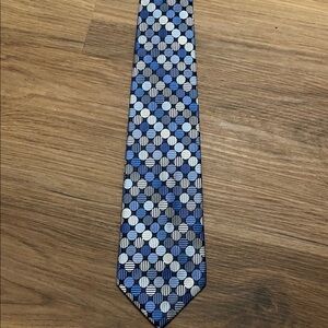 Geoffrey Beene Blue and Black Circular Pattern Tie